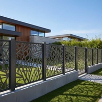 Panel pagar taman dekoratif ramah lingkungan anti-busuk dari aluminium laser cut desain modern kontemporer, penyekat privasi interior baru