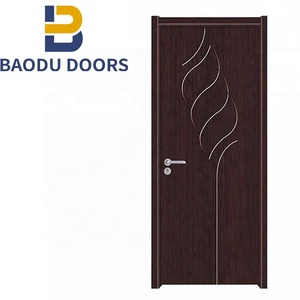 Porte en PVC imitation bois pour intérieur de maison, chambre à coucher, porte en PVC bon marché, porte en PVC à panneau plat - Product Image 5