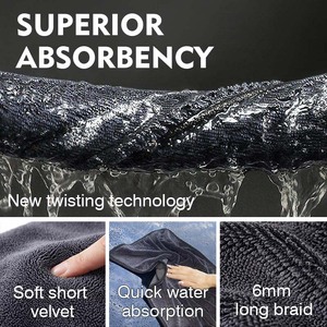 <span class=keywords><strong>Serviette</strong></span> en microfibre à boucles torsadées double couche, séchage rapide, absorbante, 500, 600, 1200 GSM, pour le lavage de voiture et le nettoyage domestique - Product Image 5