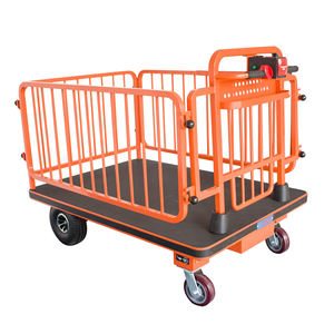 중국 공장 전기 4 륜 헤비 듀티 플랫폼 트롤리 리프팅 기능 가드 레일 OEM 산업용 맞춤형 - Product Image 1