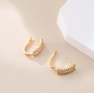 ต่างหูห่วงทองแดงทรงกลมหรูหราดีไซน์ทันสมัยสไตล์วินเทจประดับเพชรซิร์คอนขนาดเล็ก ของขวัญสำหรับผู้หญิง - Product Image 4