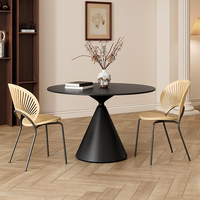 Table à manger ronde en pierre de style crème, moderne et simple, table de loisirs, table de négociation et ensemble de chaises