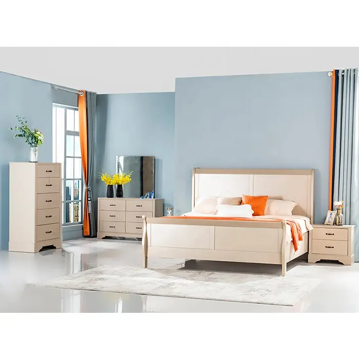 कारखाने पूरा अनुकूलित फैशन लकड़ी आधुनिक राजा आकार बिस्तर कमरे में फर्नीचर बेडरूम एक सेट