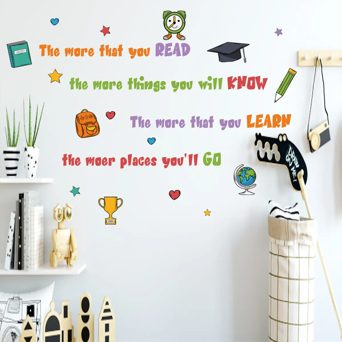 Wholesale Custom PVC Removable Nursery School Learning Inspirational Quote Decorative Wall Sticker For Kids Bedroom