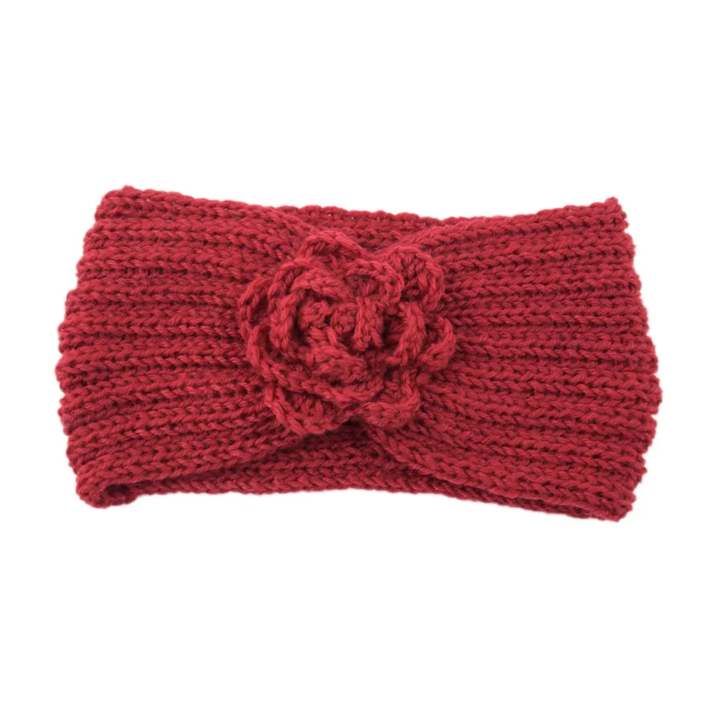 hot sale flower knitted woolen crochet headbands