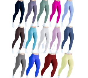 Leggings Sportivi da Donna Push-Up per Pilates e Yoga, Vita Alta Incrociata, Traspiranti <span class=keywords><strong>in</strong></span> Spandex/Nylon per Corsa - Product Image 1