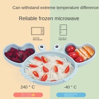 Ensemble de vaisselle pour enfants en silicone sans BPA, non toxique, assiette de dessin animé avec ventouse, ensemble d'ustensiles pour bébé pour le sevrage