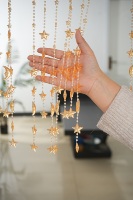 Perles de rideau en cristal ambré étoile et lune, croissant doré, pour fenêtre, méditation spirituelle, décoration bohème, chambre, chambre d'enfant, céleste