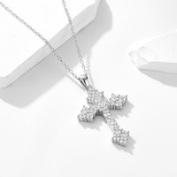 Collier pendentif croix en argent sterling 925 pour femme, style hip-hop rétro, entièrement serti de zircone, chaîne de clavicule, bijoux