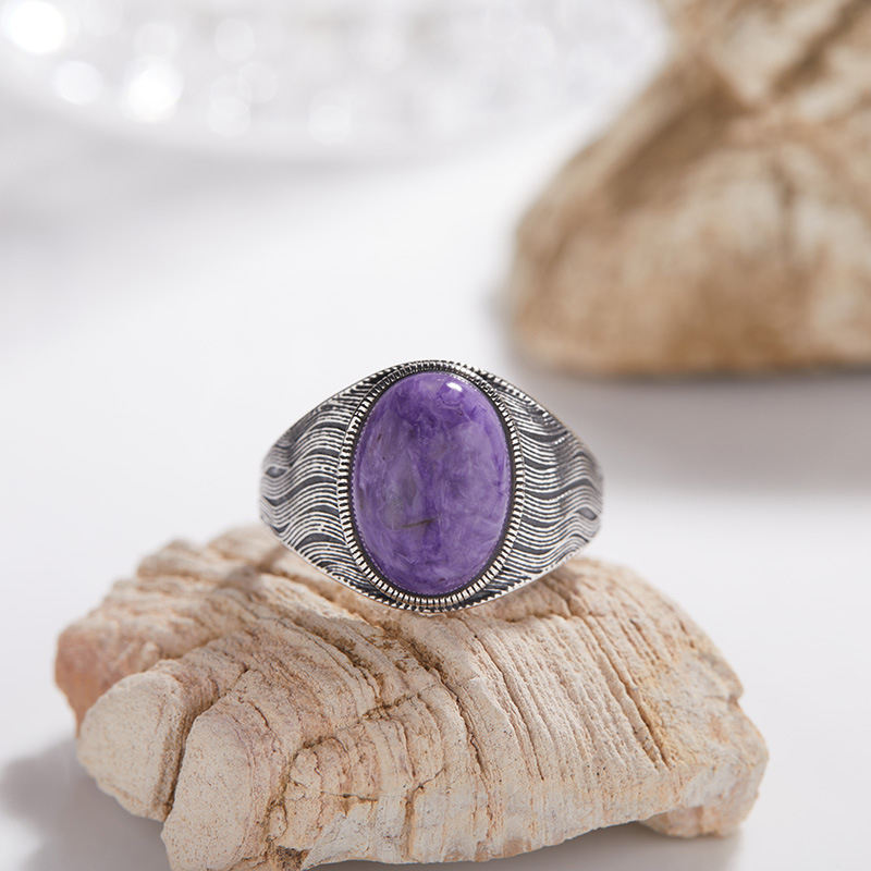 Natural purple dragon crystal ring