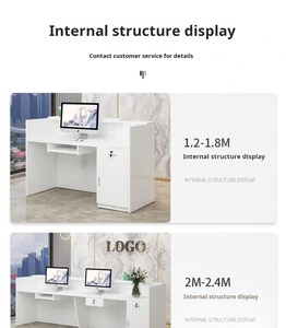 Bàn tiếp tân phong cách đơn giản hiện đại cho khách sạn văn phòng Salon với đèn LED có độ bóng cao sơn mài nội thất văn phòng - Product Image 5