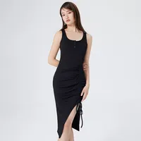 Robe moulante grise en polyester pour femme avec ceinture à nouer, coupe ajustée, sans manches, tenue décontractée d'été, vente en gros directe d'usine