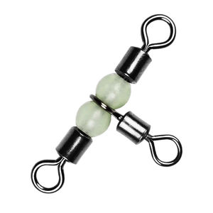 Connecteur de pêche en mer en acier inoxydable de haute qualité, émerillon à trois voies pour eau salée, émerillon croisé rotatif avec perles, 430 lb - Product Image 1