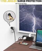 Multiprise à fixation sur bureau avec protection contre les surtensions, PD 20W USB-C, 9 prises CA, 4 ports USB, station de charge de bureau pour le bureau et la maison