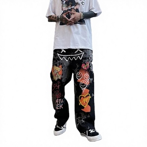 Vaqueros rectos de moda urbana para hombre, estilo hip hop, lavado a la piedra, corte medio oscuro, holgados para invierno, con estampado láser, ¡gran oferta! - Product Image 3