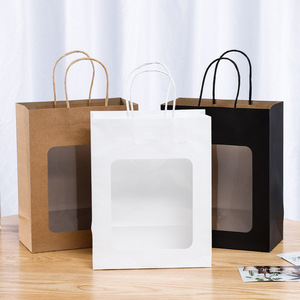 Bolsa de papel kraft transparente con ventana, exquisita bolsa para empaque de floristería, admite bolsas personalizadas - Product Image 2