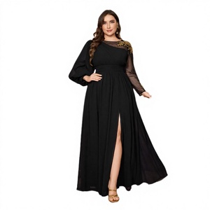 Vestido de Noche Elegante y Formal con Manga Linterna Asimétrica, Cuello Redondo, Lentejuelas Bordadas de Lujo y Cintura Imperio Ajustada - Product Image 3