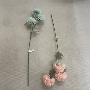 Prix de gros 3 têtes tige unique chrysanthème <span class=keywords><strong>pompon</strong></span> bouton poms maman <span class=keywords><strong>fleur</strong></span> de soie artificielle pour cimetière funéraire tombe - Product Image 3