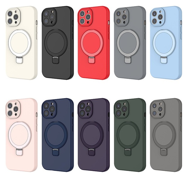 Liquid Silicone Full Cover Shockproof Case Magnetic Ring Phone Holder for SAM S23/24/25 Premium Anti-Scratch Protective Shell