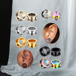 Xinfocus 2mm-22mm bouchon d'oreille Tunnels jauges Kit d'étirement en acier inoxydable vis sur Double évasé extenseur mode corps bijoux - Product Image 2