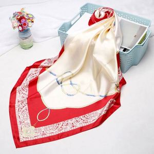 Wholesale Custom Logo Printed 90cm <b>Square</b> Polyester <b>Scarf</b> for Women Ethnic Headband & Bandana Custom Design Four Seasons YHK0046 - Product Image 2