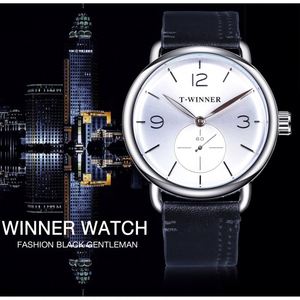 Relojes Mecánicos Blancos de Moda Winner 2019, Relojes de Pulsera Mecánicos para Hombre, Marca de Lujo, Diseño con Subesfera de Cuero Genuino - Product Image 2