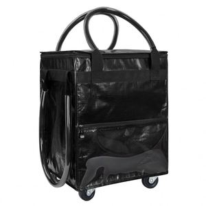 Chariot de courses pliable en polyester à motif géométrique, portable, avec fermeture éclair, pour la vente en gros - Product Image 1