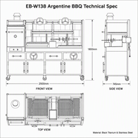 Barbecue au charbon de bois argentin multifonctionnel, grillades au feu de bois, construction en acier inoxydable, surface de cuisson antiadhésive