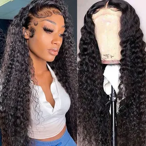 Deep Wave Curly HD Lace Front Virgin Brazilian Human Hair Wigs Full Transparent Lace Front Wigs For Black Women