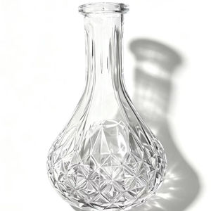 Clear Glass Carafe Decanter Ribbed <b>Bottle</b> <b>Stopper</b> Flask for Home Bar Serving - Product Image 1