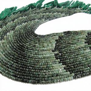 Cuentas Redondas Facetadas de Esmeralda Verde Natural de 3-4 mm, Piedras Preciosas, Hebra de Piedras Preciosas Genuinas, Certificadas por Terceros, para la Elaboración de Joyas - Product Image 1