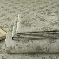 Parure de draps modernes en mélange de lin à motif végétal imprimé – Drap plat, drap-housse, taies d'oreiller – Écologique, lavable en machine 40