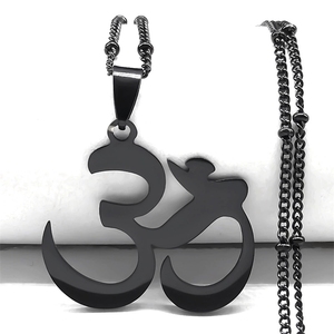 Yoga <strong>Om</strong> <strong>Pendant</strong> Necklaces 18K Gold Plated Stainless Steel Men's Hindu Buddhism Amulet Charms - Product Image 2