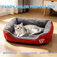 Lit pour chien et chat rectangulaire, en peluche douce, rembourré en coton PP, canapé pour animaux de compagnie avec fond en tissu Oxford imperméable et antidérapant