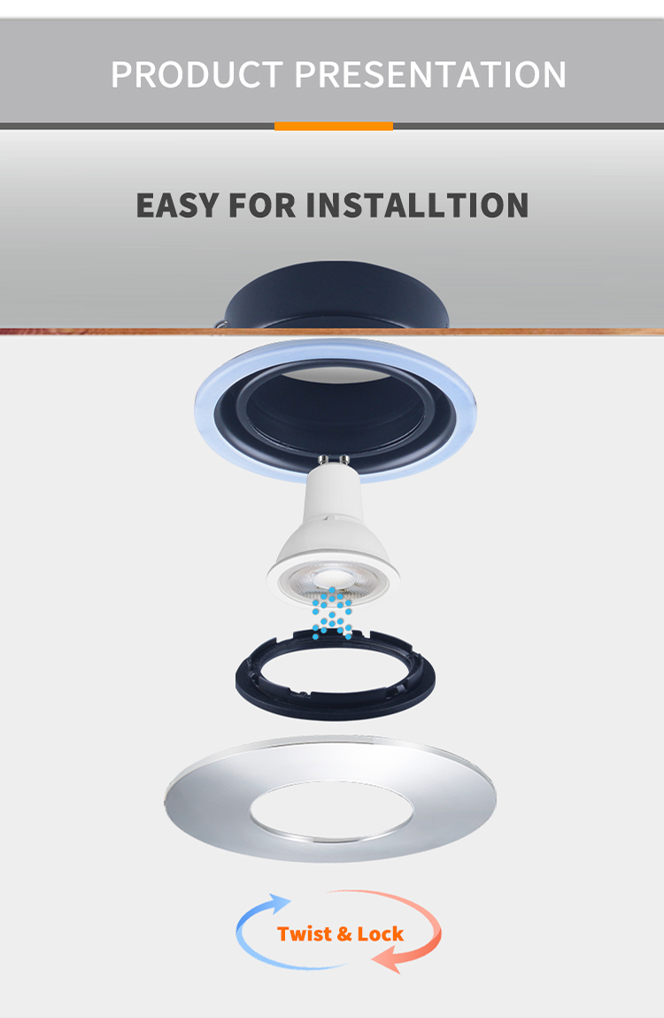 Recessed 84mm Waterproof IP65 Downlight Sand White For Shower Room