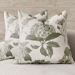 OEM ODM <strong>Sage</strong> Floral Printed Pillowcase Cotton Linen <strong>Cushion</strong> <strong>Cover</strong> Skin-friendly <strong>Cushion</strong> <strong>Cover</strong> for All Season - Product Image 1