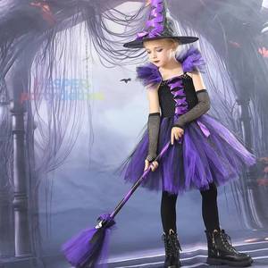 Vestido de Tutú de Bruja para Niñas HP Evil Halloween con Sombrero de Bruja, Disfraz de Fiesta de Cumpleaños, Disfraz de Purim, Vestido de Gala para Niños - Product Image 1