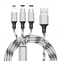 Kabel Charger Cepat 3 in 1 untuk Ponsel Tipe-C Android dengan Konduktor Nilon & Logam untuk Transfer Data, Printer, dan Kamera