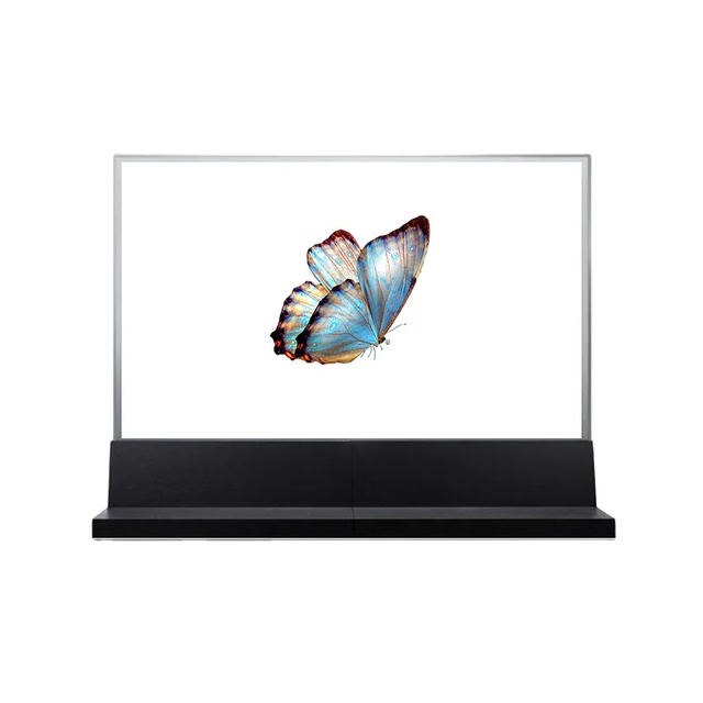 55 Inch Capacitive Touch Transparent OLED Interactive Digital Signage Display with Animation for Jewelry Store Showcase Cabinet