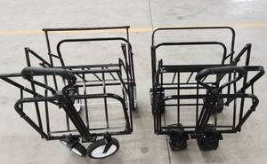 サンシェード付きビーチワゴン折りたたみ式折りたたみ式屋外ユーティリティワゴン4輪ステンレススチールキャンプカートハンドトロリー80kg - Product Image 5