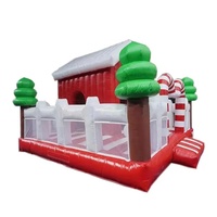 Aire de jeux gonflable sur le thème du Père Noël avec toboggan, château gonflable en PVC robuste pour les anniversaires et les fêtes de Noël des enfants