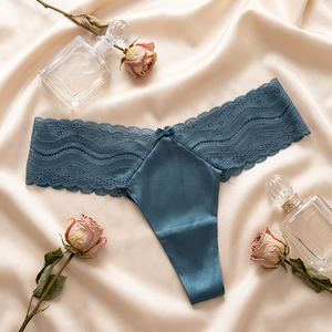 Wholesale Lace <b>Thong</b> Underwear for Women Ice Silk <b>Seamless</b> Panties Low Waist Sexy T-back <b>Thong</b> Breathable Plus Size Panties - Product Image 4