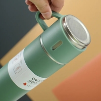 Thermos en acier inoxydable à double paroi de 500 ml, ensemble de tasses à thé 3 en 1 pour café/thé, boîte cadeau portable pour entreprise, isolation thermique chaude/froide