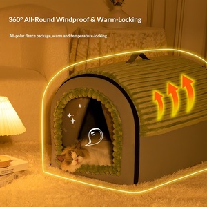 سرير للحيوانات الأليفة دافئ ومغلق، خيمة للقطط، بيت للكلاب، خيمة آمنة للحيوانات الأليفة مناسبة لجميع الفصول، قابلة للإزالة والغسل، سرير للكلاب مناسب للشتاء - Product Image 4