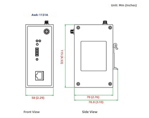 Nouveau Point d'accès/Client sans fil industriel MT-AWK-1131A-EU 802.11a/b/g/n avec Roaming, Prise en charge DFS, Boîtier métallique IP30, Sans ventilateur - Product Image 4