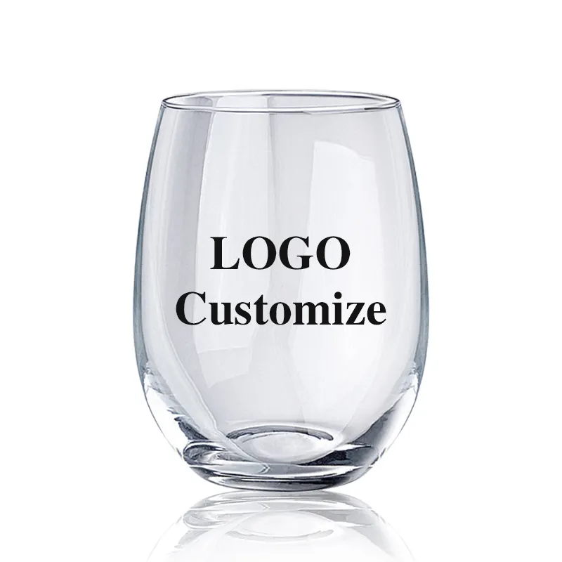 Premium Wine Glass 15 Ounces Borosilicate Crystal Clear Stemless Wine Glasses For Red Wine Juice Water