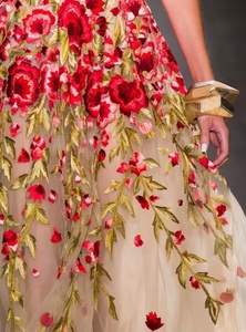 Fiori colorati comodo tessuto ricamato Jacquard pizzo di lusso per abito da sposa gonna <span class=keywords><strong>velo</strong></span> - Product Image 2