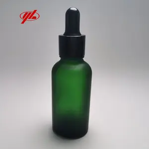 化粧品メーカー用ドロッパー付きダークグリーンフロストエッセンシャルオイルガラスボトル