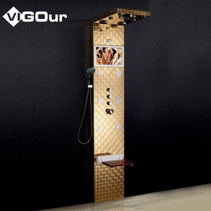 Panel de ducha de baño de acero inoxidable con cascada inteligente de lluvia moderna de lujo para sistema de torre de masaje de Hotel grifo de ducha de mano - Product Image 2