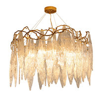 Lustre en cristal et cuivre massif post-moderne, suspension de luxe pour salon, chambre de villa française, salle à manger, éclairage artistique en verre
